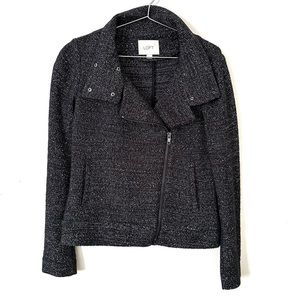 | loft • herringbone zip front moto blazer jacket • size xs |
